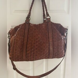 Langelotti full grain leather large bag cognac